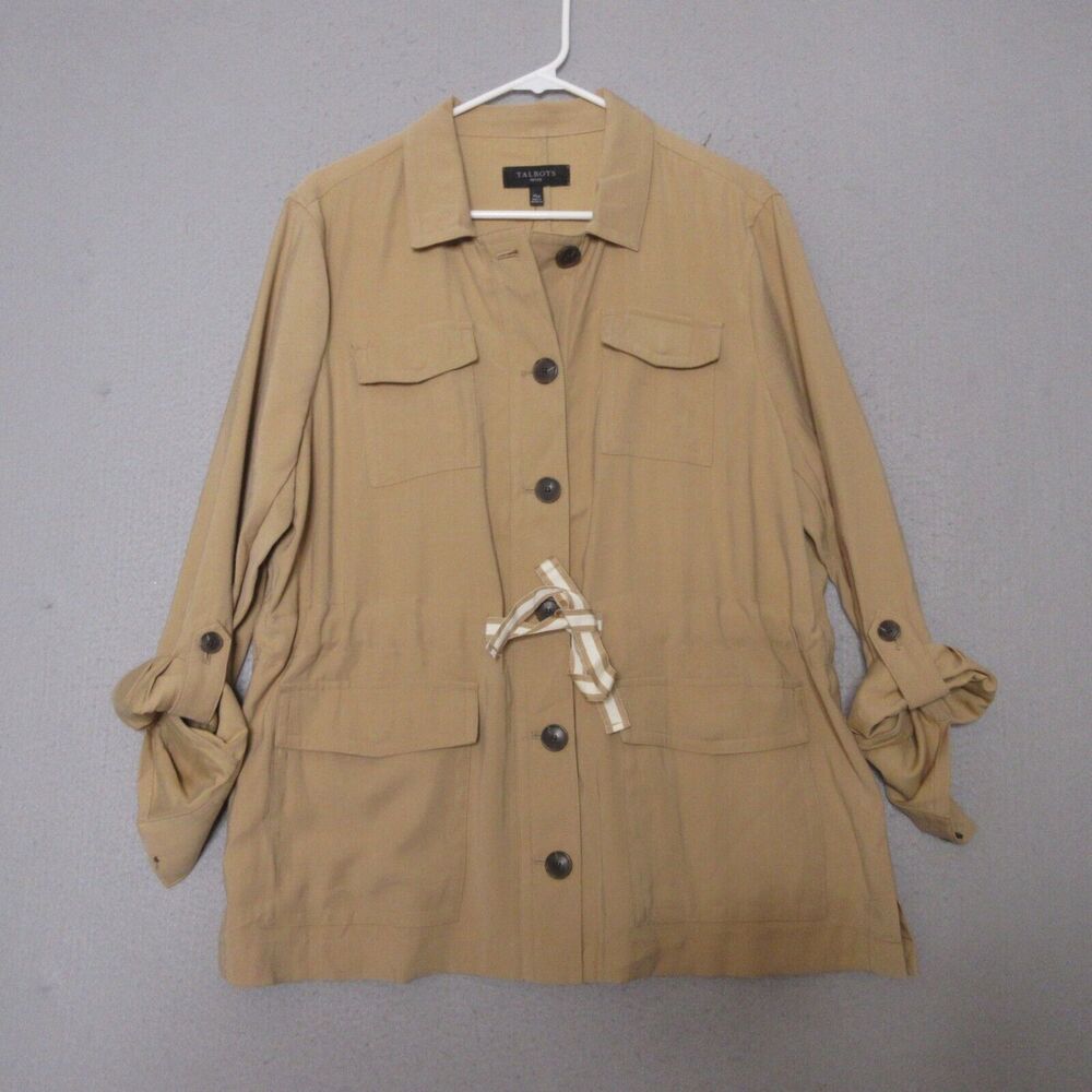 Talbots Shirt Jacket XLP Petite‎ Safari Lightweight NWT $149 Drawcord Field